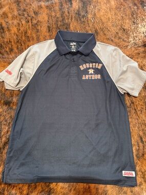 Stitches Houston Astros Lightweight Jersey Polo Shirt MLB Logo Mens L Embroidery